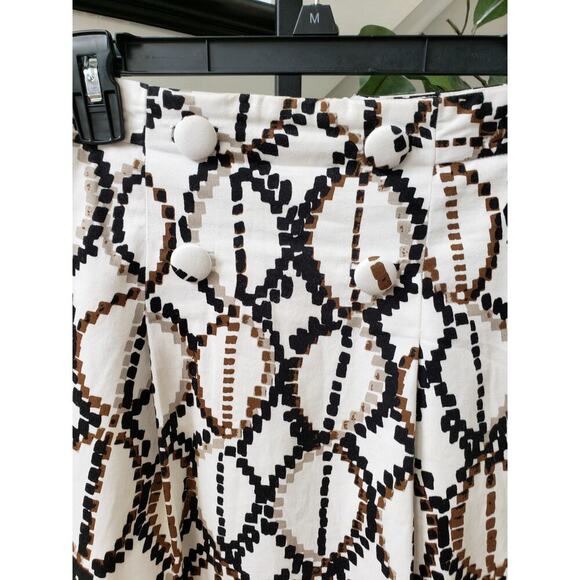 Worthington Pencil Skirt Womens Size 12 White Geo Print Cotton Stretch Back Zip - Picture 3 of 11